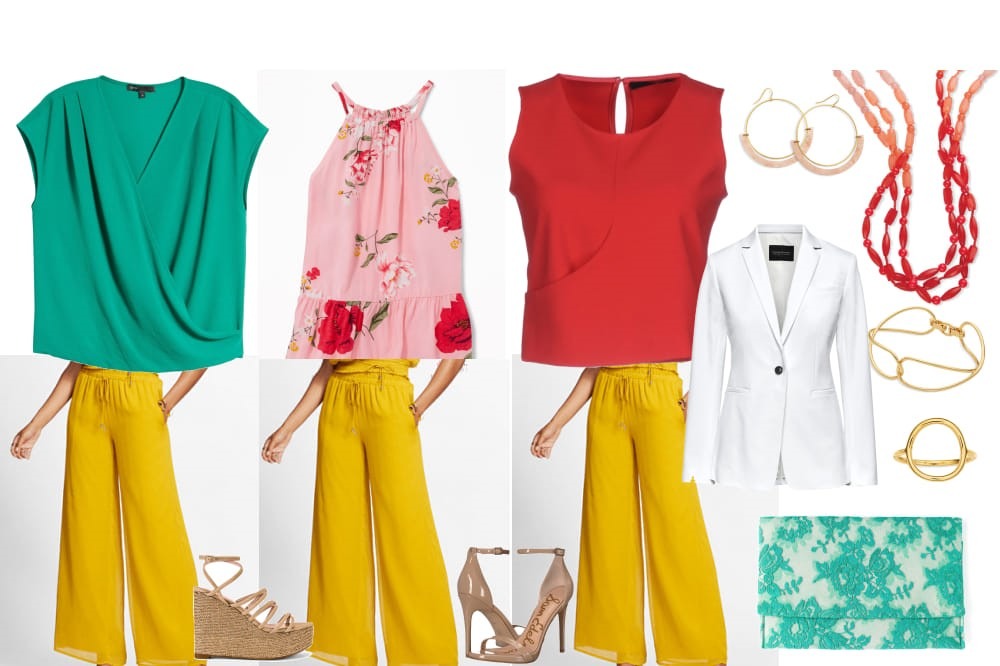 These are the six pieces of clothing included in our sample Module 2 Wardrobe (plus additional shoes and accessories), with outfit options using the yellow palazzo pants
#capsulewardrobe #createacapsulewardrobe #howtosetupacapsulewardrobe
#capsulewardrobeforbeginners
#easycapsulewardrobe
#simplecapsulewardrobe 
